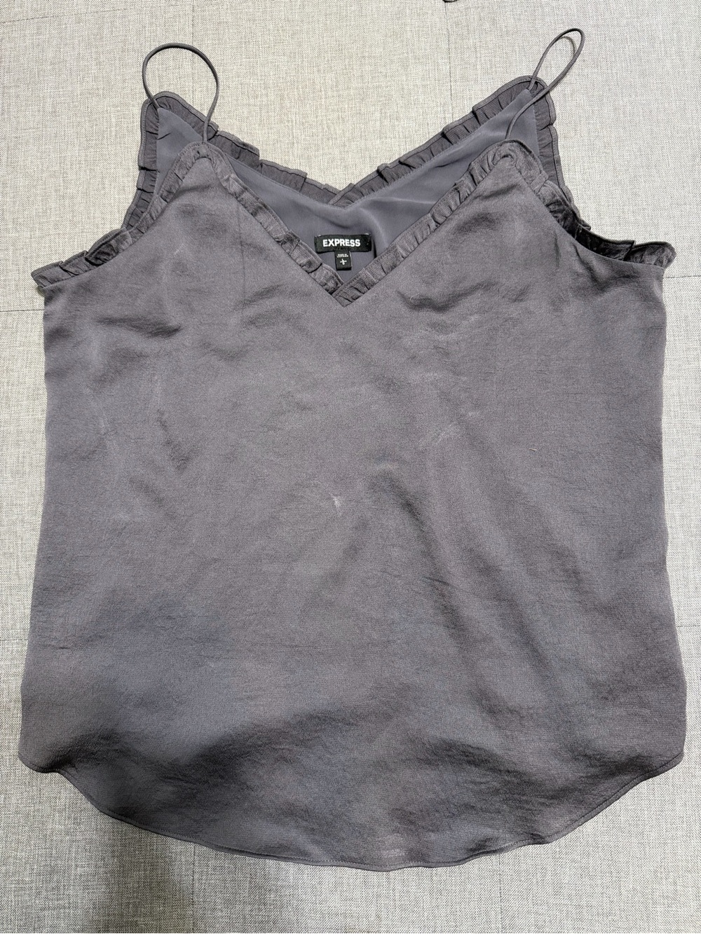 Express Gray Ruffle-Trim V-Neck Camisole